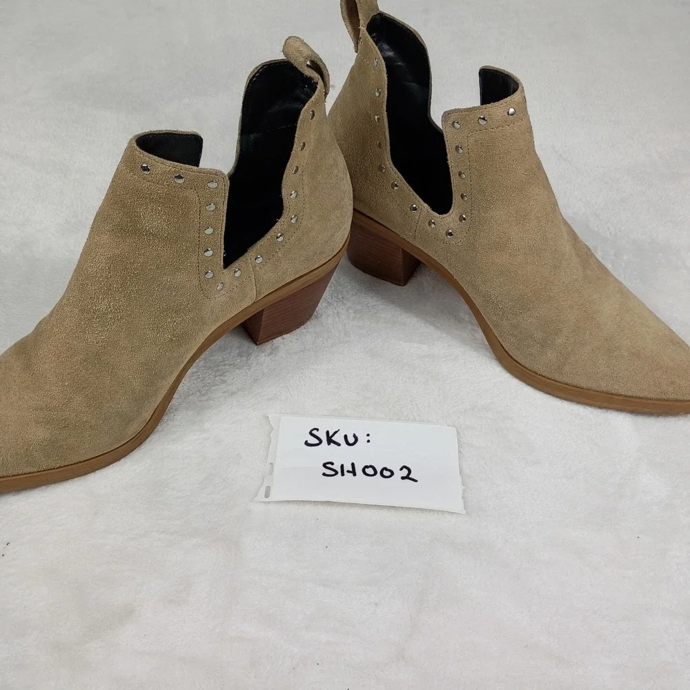 Rebecca Minkoff Suede Cut Out Studded Ankle Boots Tan Sand Womens 9.5 M